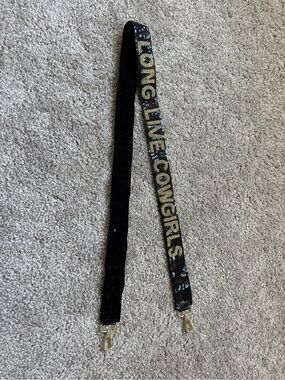Black and Gold 'Long Live Cowgirls' Beaded Purse Strap